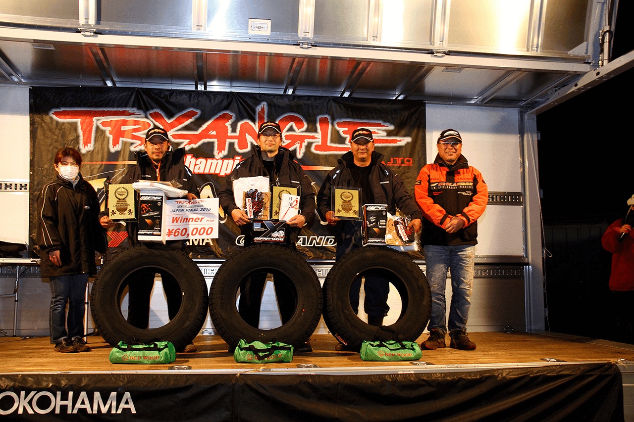 アンダークラスの優勝は「OCS茨城byGEOLANDAR」。決勝の第3セクションで26ポイントを獲得し、逆転優勝。タイムだけではなく、マーカーポイントをしっかりと獲得し高ポイントを叩き出した。
TRYANGLE Campionship 2016 Japan Final